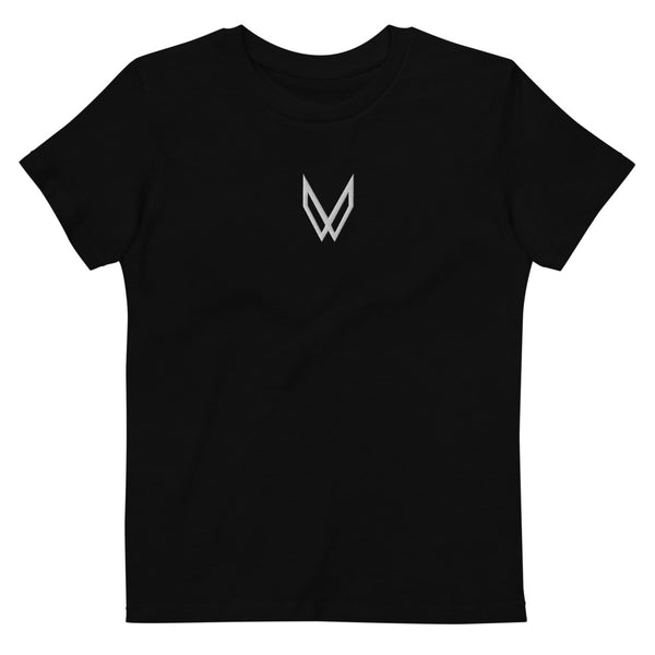 Black embroidered wing youth t-shirt